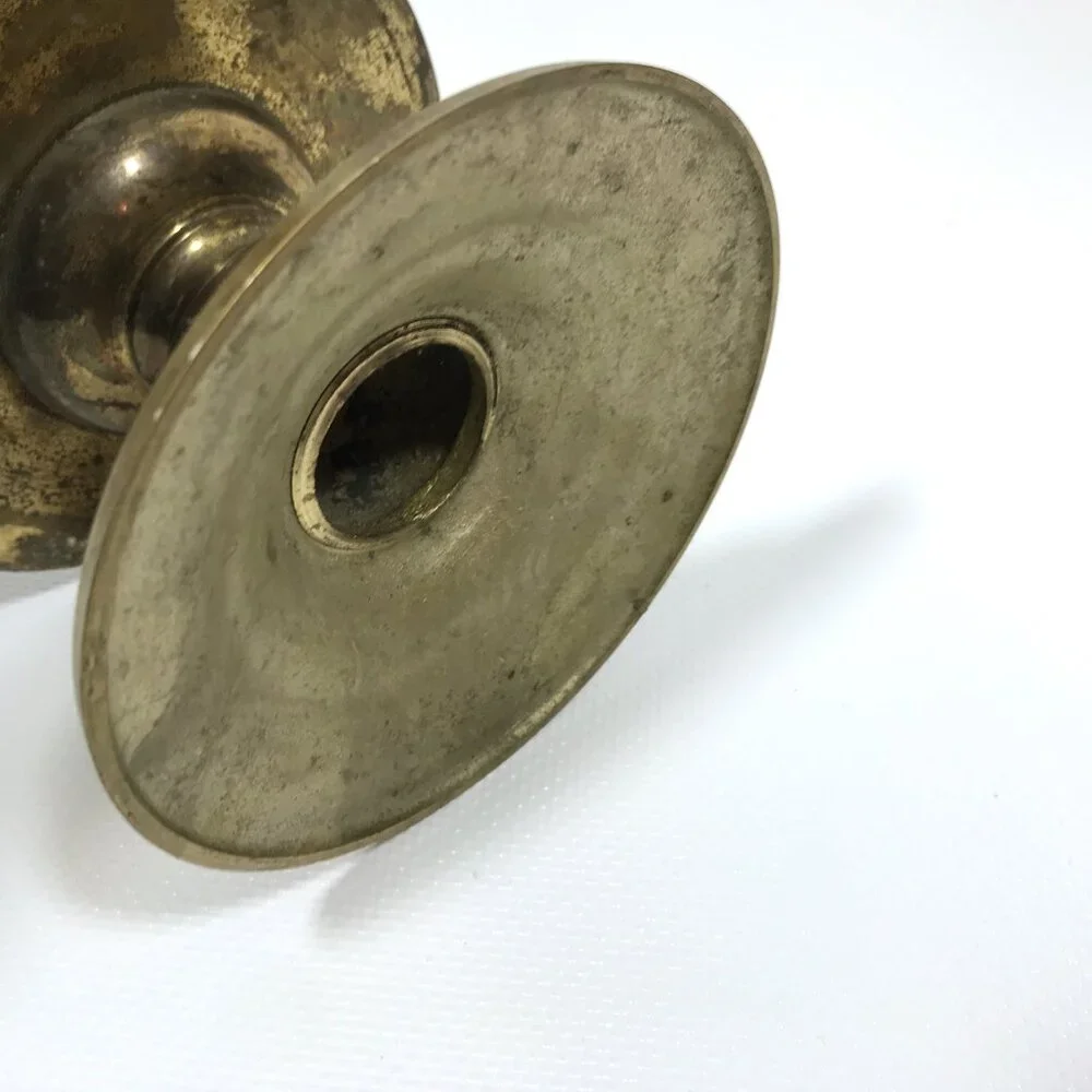 Vintage MCM Solid Brass Pedestal Candle Holder - Picture 4 of 4